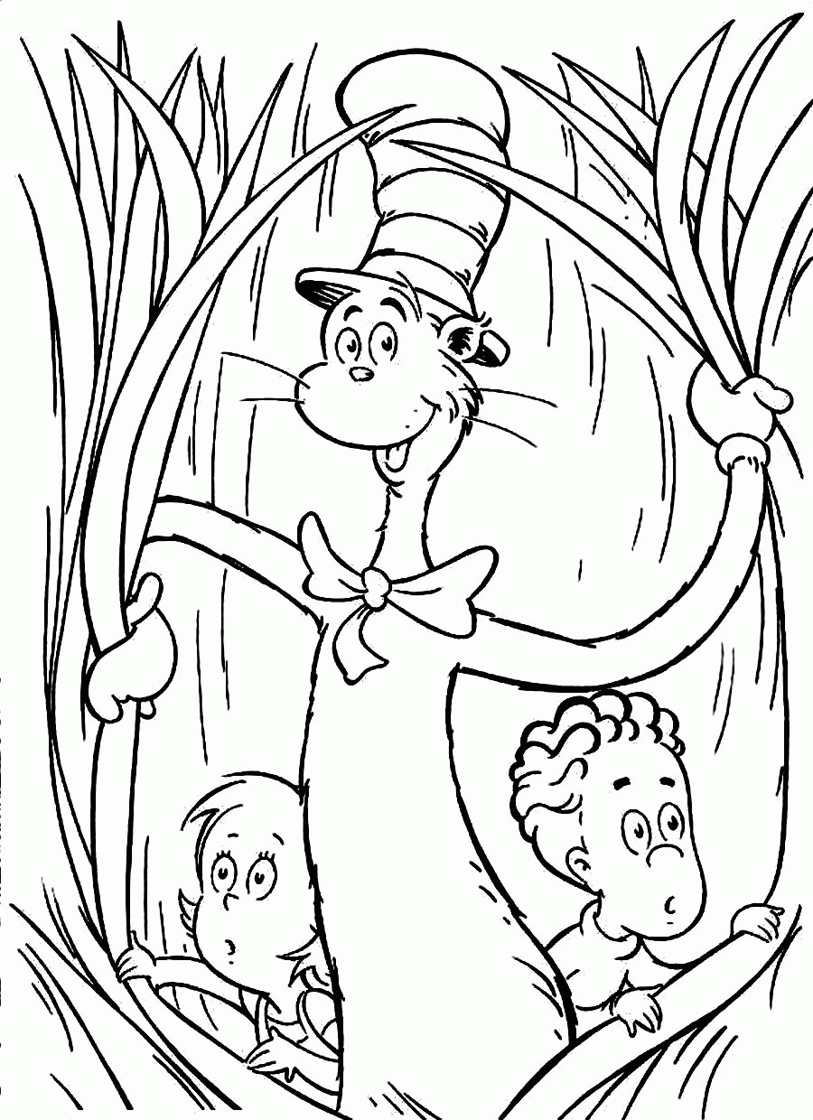 Plansa de colorat cu Cat in the hat 26 23
